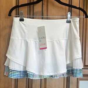 Lucky in Love White Layered Ruffle Skort , NWT.  Size small